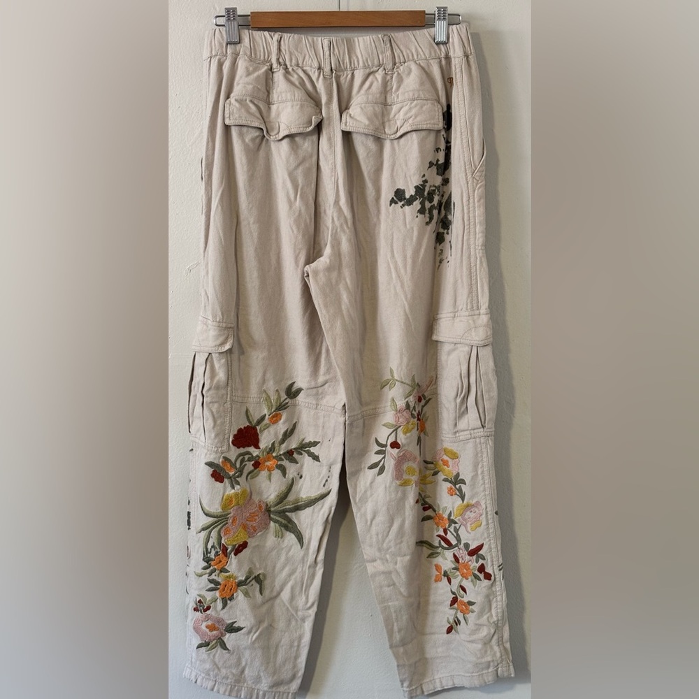 Pilcro Anthropologie Women’s Small Botanical Slim Linen Beach Cargo Pants - Picture 5 of 15